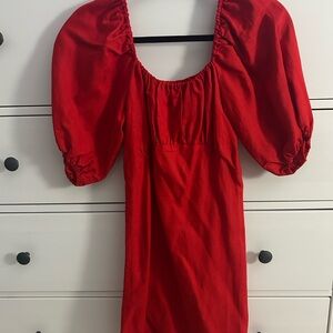 H&M Vibrant Red Linen Blend Top